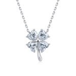 Heart cut clover Moissanite pendant necklace 1 Hartvormige klaver Moissanite hanger ketting