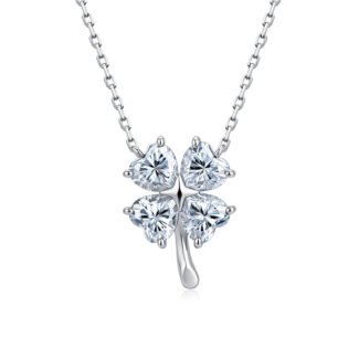 Hartvormige klaver Moissanite hanger ketting