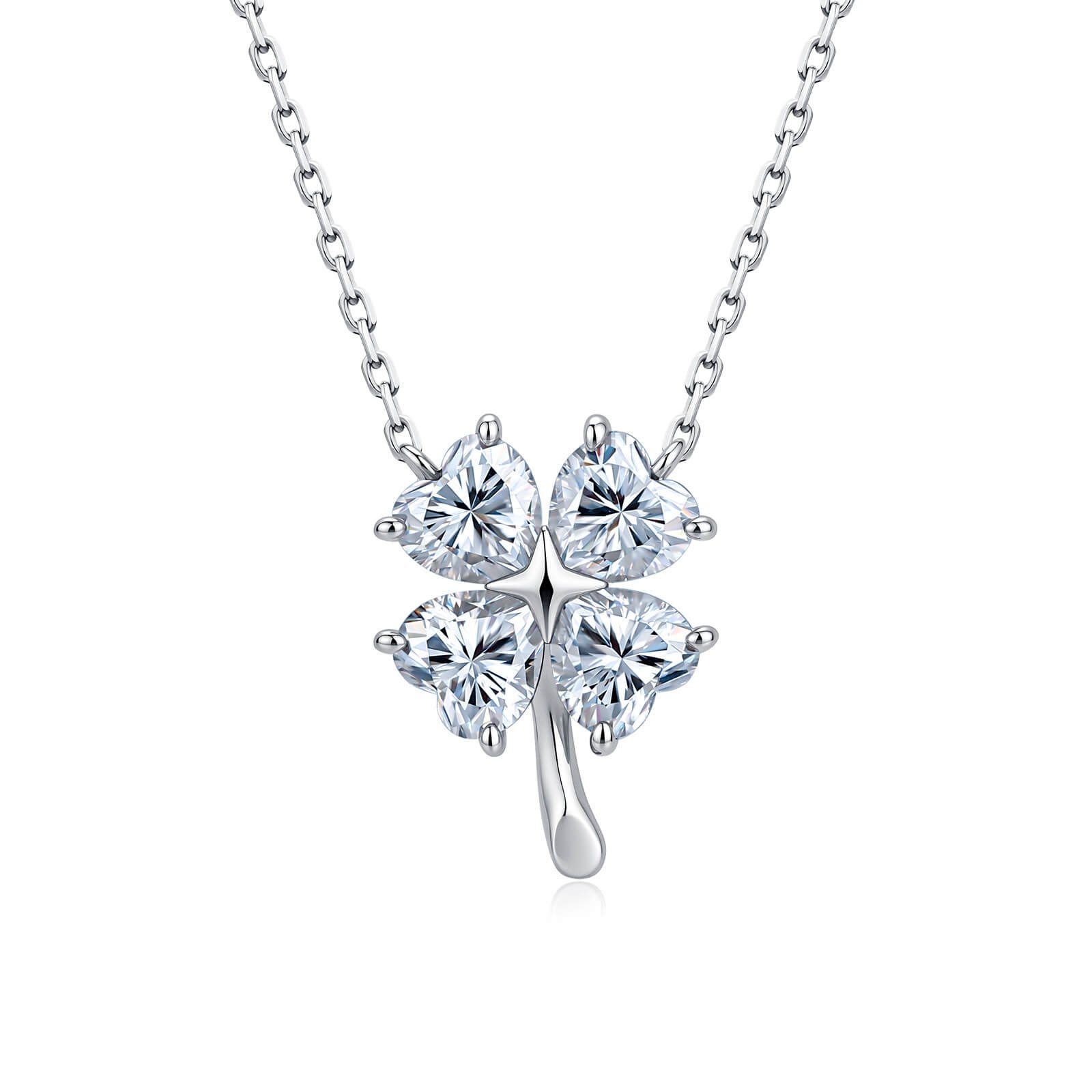 Hartvormige klaver Moissanite hanger ketting Hartvormige klaver Moissanite hanger ketting