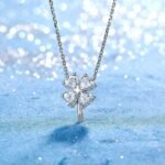 Heart cut clover Moissanite pendant necklace 4 Hartvormige klaver Moissanite hanger ketting