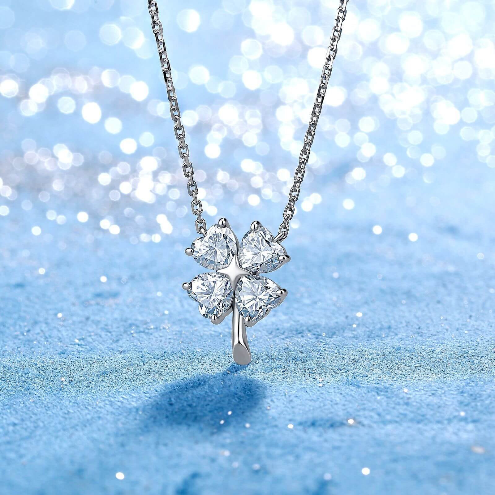 Hartvormige klaver Moissanite hanger ketting Hartvormige klaver Moissanite hanger ketting