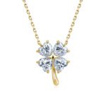 Heart cut clover Moissanite pendant necklace 2 Hartvormige klaver Moissanite hanger ketting