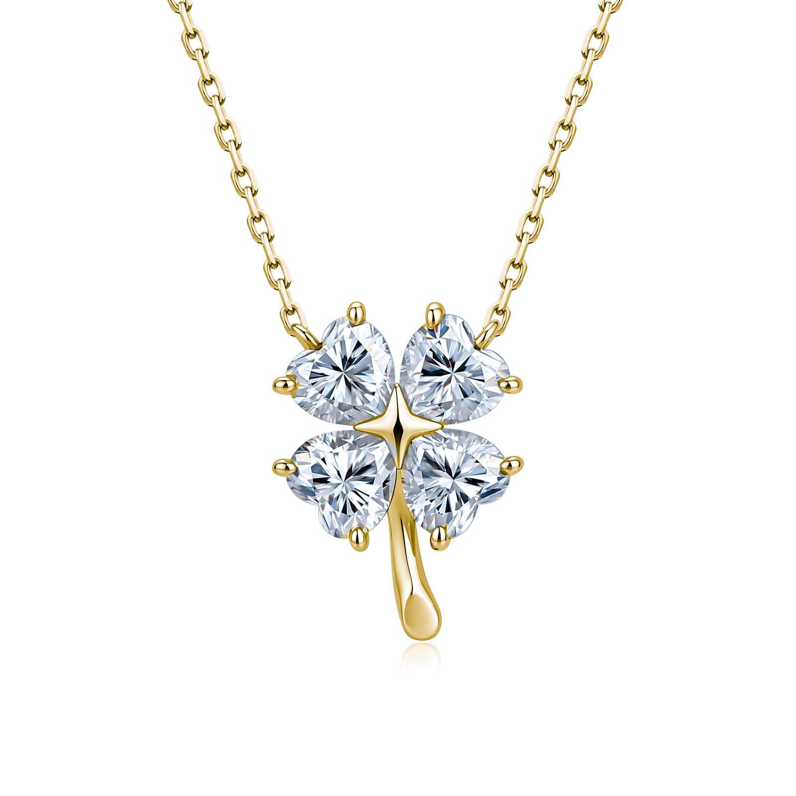 Hartvormige klaver Moissanite hanger ketting Hartvormige klaver Moissanite hanger ketting