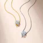 Heart cut clover Moissanite pendant necklace 3 Hartvormige klaver Moissanite hanger ketting