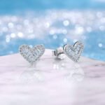 Heart shape Moissanite earrings stud 3 أقراط مرصعة بحجر المويسانايت على شكل قلب