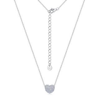 Collana con pendente a forma di cuore interamente tempestato di moissanite