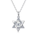 Hexagram evil eye Moissanite pendant necklace 1 Colar com pingente de moissanita com olho grego hexagrama
