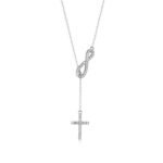 Infinite knot and cross Moissanite pendant necklace 1 Colar com pingente de moissanita em formato de nó infinito e cruz