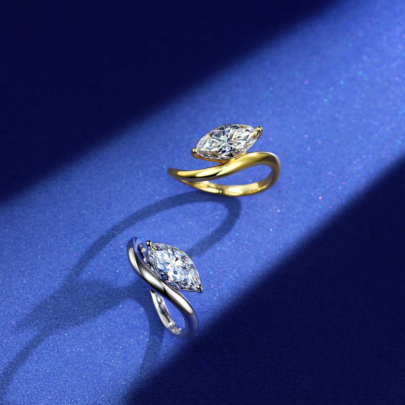 Marquise cut Moissanite engagement ring