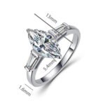 Marquise cut Moissanite three stones engagement ring 7 Anel de noivado com três pedras de moissanita lapidada em marquise