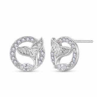 Orecchini a lobo con moissanite a forma di coda di balena a taglio marquise