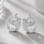 Marquise whale tail moissanite earrings stud 2 Orecchini a lobo con moissanite a forma di coda di balena a taglio marquise