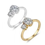 Oval and round two stone moissanite engagement ring 3 Oval and round two stone moissanite engagement ring