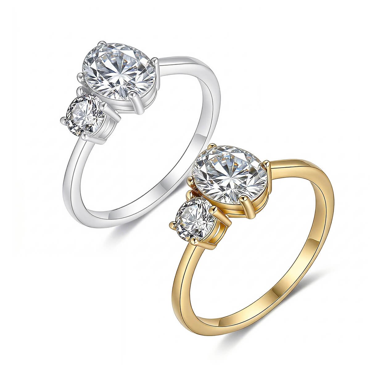 Oval and round two stone moissanite engagement ring Oval and round two stone moissanite engagement ring