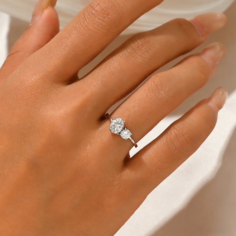 Oval and round two stone moissanite engagement ring Oval and round two stone moissanite engagement ring