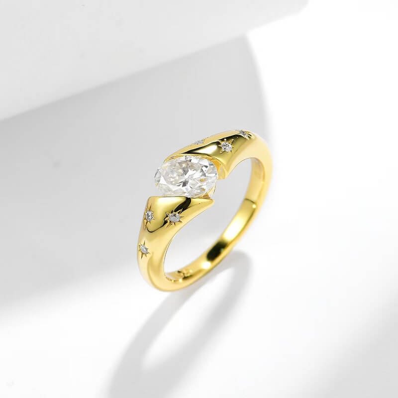 Nhẫn đính hôn Moissanite cắt hình bầu dục Nhẫn đính hôn Moissanite cắt hình bầu dục