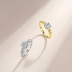 Oval olive leaf Moissanite engagement ring 3 Ovaler Verlobungsring mit Moissanit in Olivenblattform