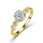 Oval olive leaf Moissanite engagement ring 2 Ovaler Verlobungsring mit Moissanit in Olivenblattform