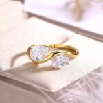 Pear and oval two stone moissanite engagement ring 2 Pear and oval two stone moissanite engagement ring