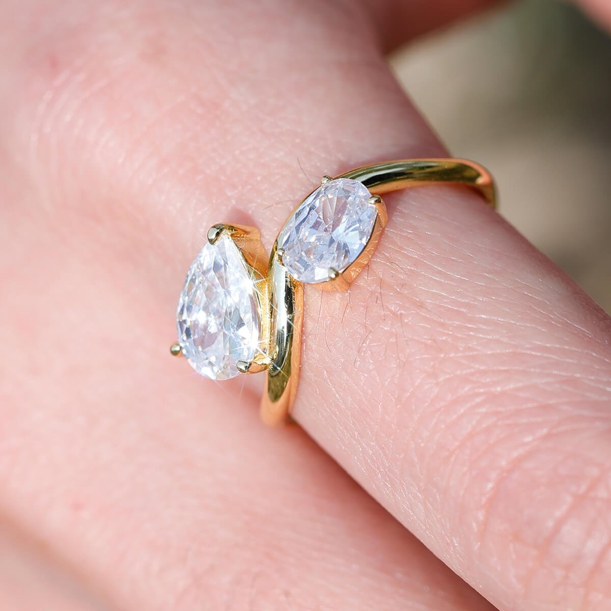 Pear and oval two stone moissanite engagement ring Pear and oval two stone moissanite engagement ring