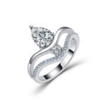 Pear cut double band Moissanite toi et moi ring 1 Doppelband-Moissanit-Toi-et-Moi-Ring im Birnenschliff