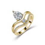 Pear cut double band Moissanite toi et moi ring 2 Doppelband-Moissanit-Toi-et-Moi-Ring im Birnenschliff