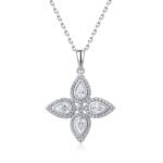 Pear-shaped classic four-leaf clover moissanite necklace 1 Colar clássico de moissanita em formato de trevo de quatro folhas com pingente em formato de pera