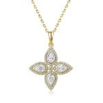Pear-shaped classic four-leaf clover moissanite necklace 2 Colar clássico de moissanita em formato de trevo de quatro folhas com pingente em formato de pera