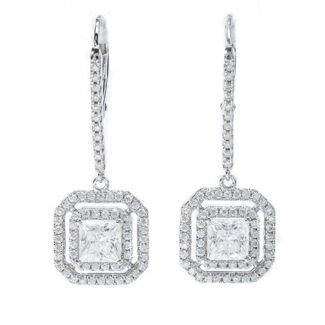 Orecchini a cerchio con moissanite taglio princess e pavé completo