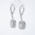 Princess cut full pave moissanite hoop earrings 3 Orecchini a cerchio con moissanite taglio princess e pavé completo