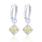 Princess cut lab grown sapphire hoop earrings 3 brincos de argola com safira cultivada em laboratório com corte princesa