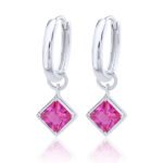 Princess cut lab grown sapphire hoop earrings 2 brincos de argola com safira cultivada em laboratório com corte princesa
