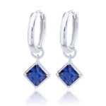 Princess cut lab grown sapphire hoop earrings 1 brincos de argola com safira cultivada em laboratório com corte princesa