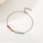 Princess cut six stone lab grown gemstone bracelet 5 Bracciale con sei pietre preziose create in laboratorio, taglio princess.