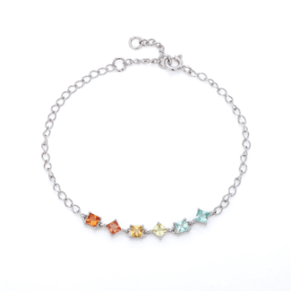 Princess cut six stone lab grown gemstone bracelet