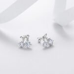 Round cherry moissanite earrings stud 3 Round cherry moissanite earrings stud
