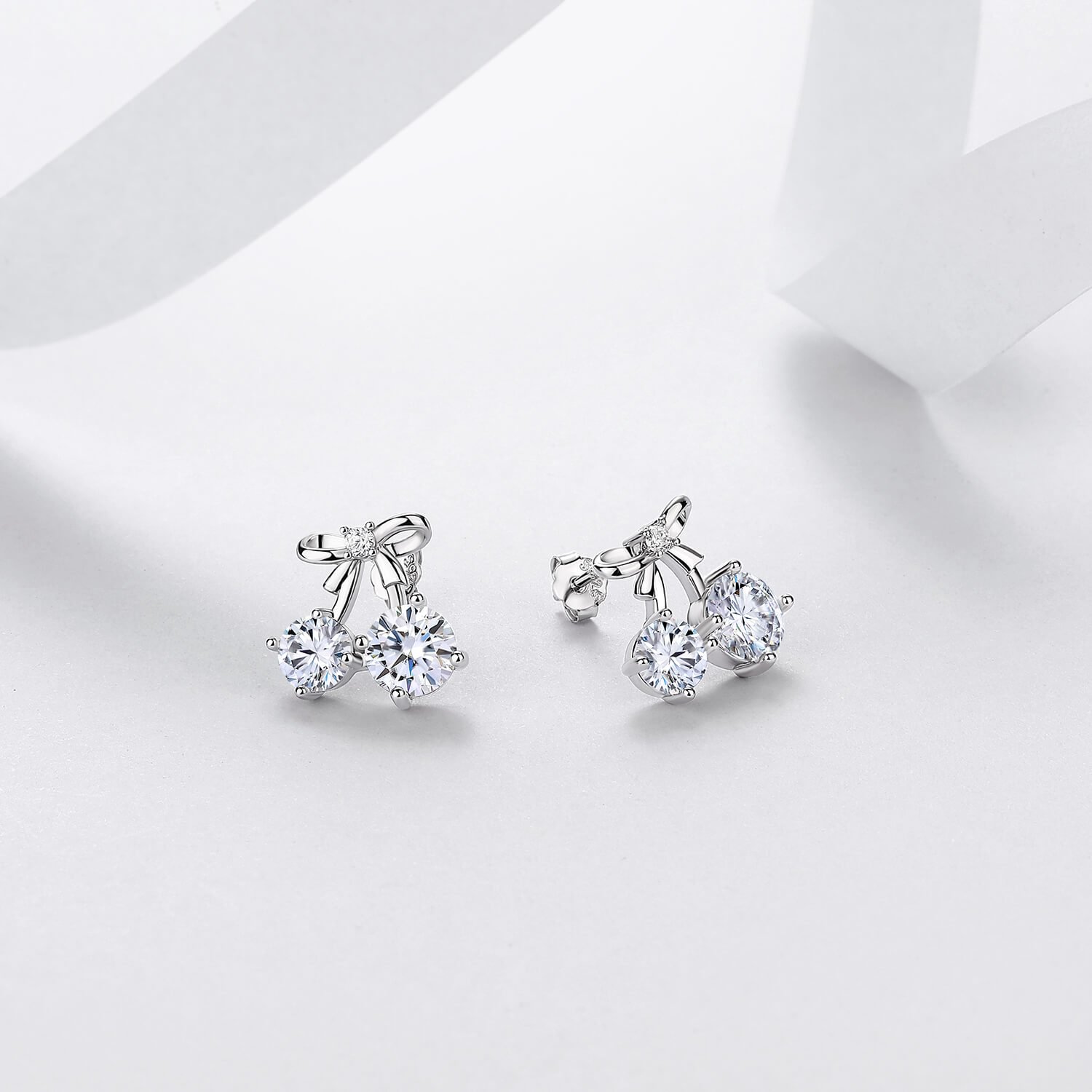 Round cherry moissanite earrings stud Round cherry moissanite earrings stud