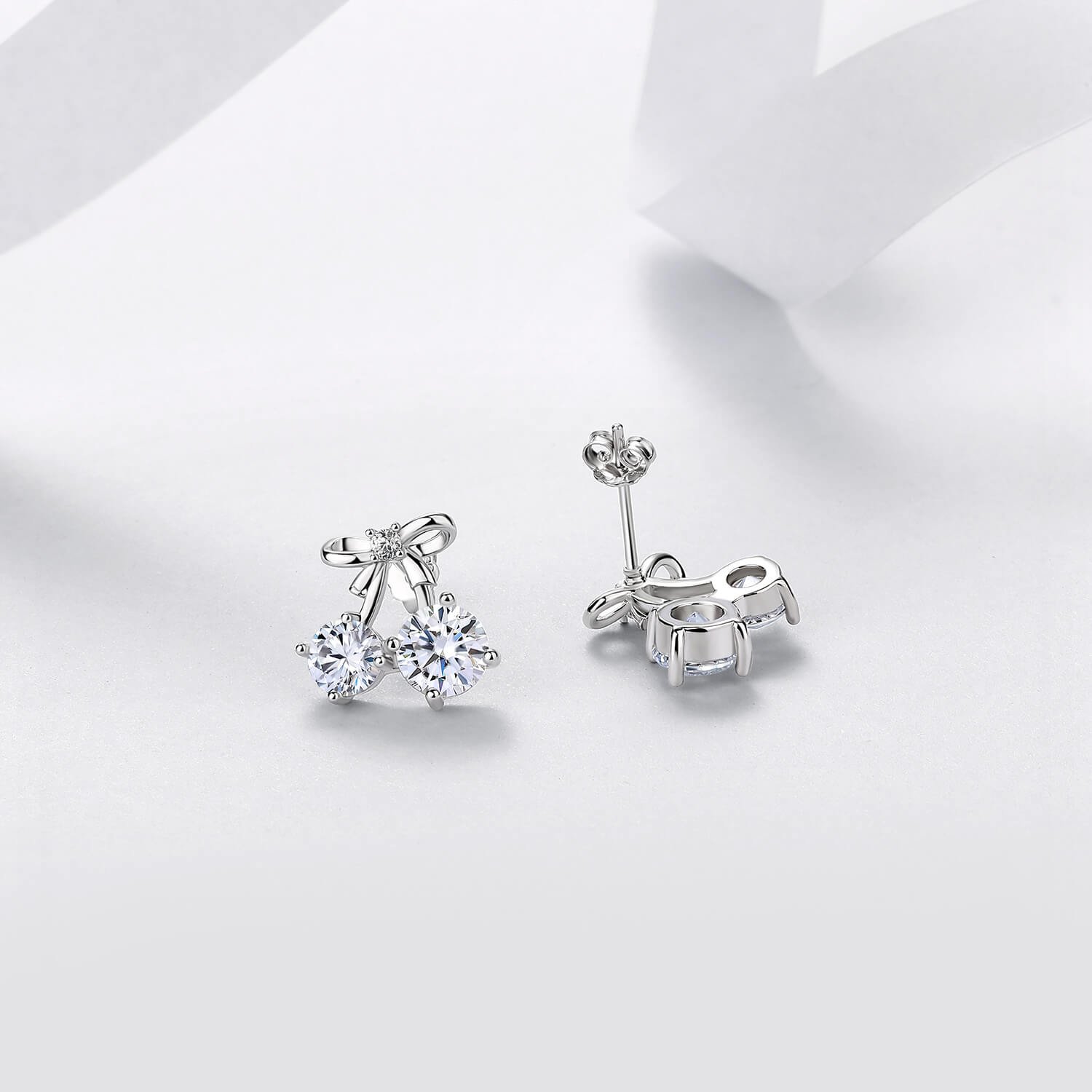 Round cherry moissanite earrings stud Round cherry moissanite earrings stud
