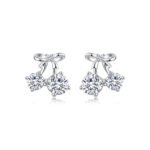 Round cherry moissanite earrings stud 1 Round cherry moissanite earrings stud
