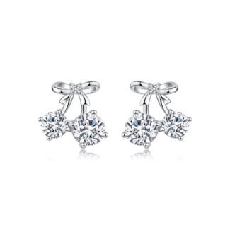 Home 24 Round cherry moissanite earrings stud