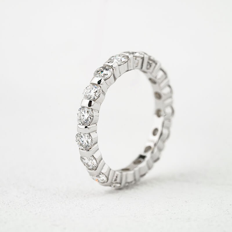 Round cut Moissanite eternity ring