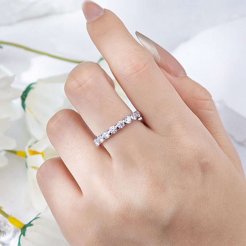 Round cut Moissanite eternity ring
