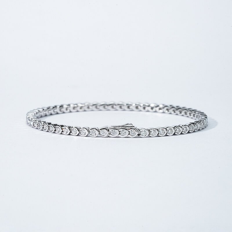 Vòng tay tennis Moissanite cắt tròn Vòng tay tennis Moissanite cắt tròn