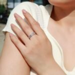 Round cut chain link Moissanite eternity ring 5 Runder Moissanit-Ewigkeitsring mit Kettengliedern