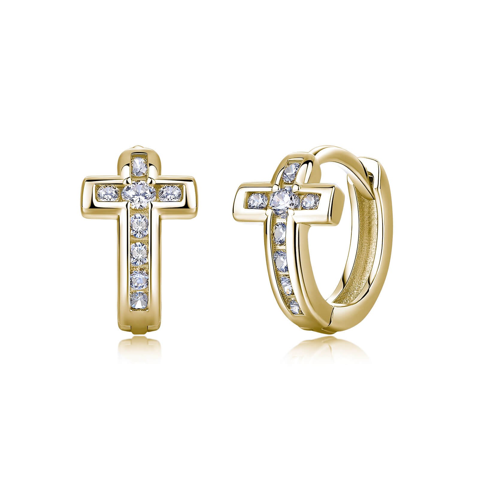 Round cut cross Moissanite hoop earrings Round cut cross Moissanite hoop earrings Orecchini a cerchio con croce in moissanite taglio rotondo