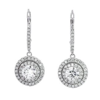 Orecchini a cerchio con moissanite a taglio rotondo e pavé completo