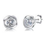 Orecchini a lobo con moissanite a spirale taglio rotondo