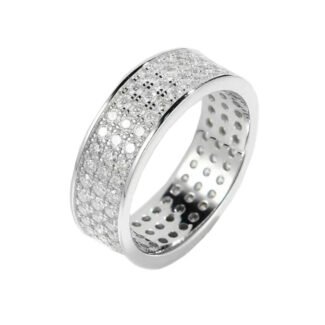 Accueil 27 Bague d'éternité sertie de moissanites à trois rangs.