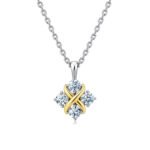 Round x design Moissanite pendant necklace 1 Colar com pingente de moissanita em formato de X redondo