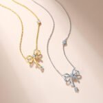Collana con pendente a fiocco scintillante in moissanite 3 Collana con pendente a fiocco scintillante in moissanite